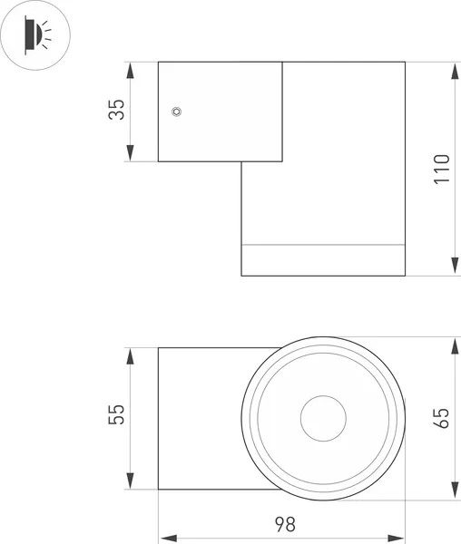 Бра уличное Arlight LGD-RAY-WALL-R65-12W Warm3000 GR / 049984