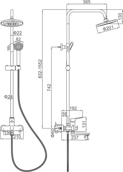 Душевая система со смесителем Ledeme L2482