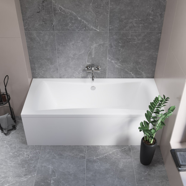 Ванна акриловая Lauter Belgravia 170x75 / 21110170 (с ножками и сифоном 21Y32001 матовый черный)