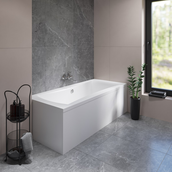 Ванна акриловая Lauter Belgravia 170x75 / 21110170 (с каркасом и сифоном 21Y31001 матовый черный)