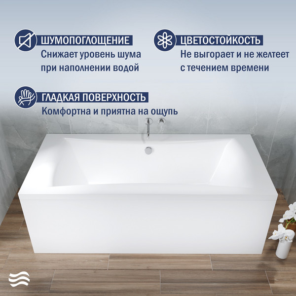 Ванна акриловая Lauter Belgravia 170x75 / 21110170 (с каркасом, лицевым экраном и сифоном 21Y11022 белый)