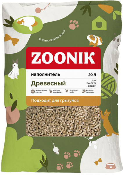 Наполнитель для туалета ZOONIK Древесный / 06238 - фото