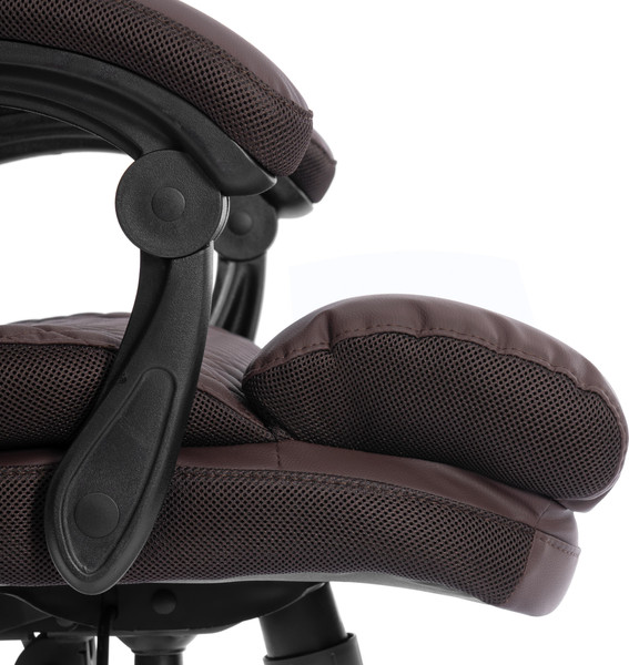 Кресло офисное Tetchair Chief metalBL кожзам/ткань (коричневый/коричневый стеганный)