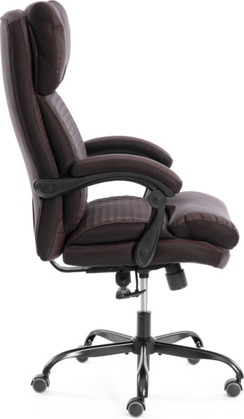 Кресло офисное Tetchair Chief metalBL кожзам/ткань (коричневый/коричневый стеганный)