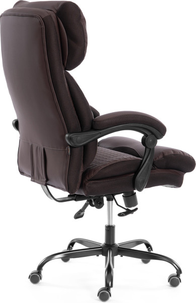 Кресло офисное Tetchair Chief metalBL кожзам/ткань (коричневый/коричневый стеганный)