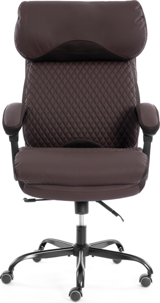 Кресло офисное Tetchair Chief metalBL кожзам/ткань (коричневый/коричневый стеганный)