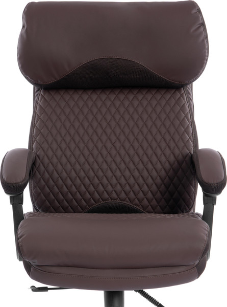 Кресло офисное Tetchair Chief metalBL кожзам/ткань (коричневый/коричневый стеганный)