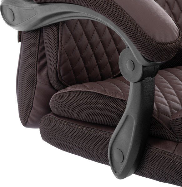 Кресло офисное Tetchair Chief metalBL кожзам/ткань (коричневый/коричневый стеганный)
