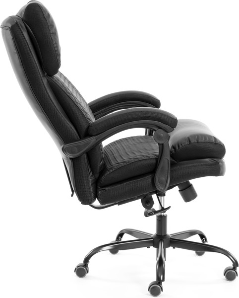 Кресло офисное Tetchair Chief metalBL кожзам/ткань (черный/черный стеганный)