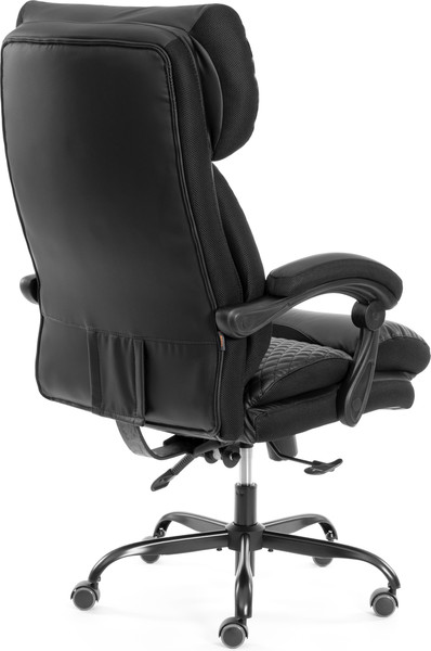 Кресло офисное Tetchair Chief metalBL кожзам/ткань (черный/черный стеганный)