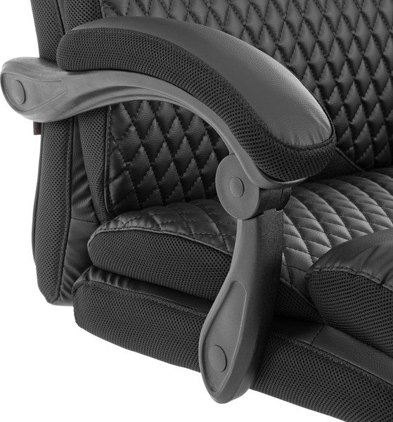 Кресло офисное Tetchair Chief metalBL кожзам/ткань (черный/черный стеганный)