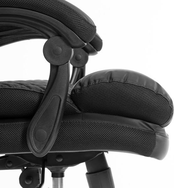 Кресло офисное Tetchair Chief metalBL кожзам/ткань (черный/черный стеганный)