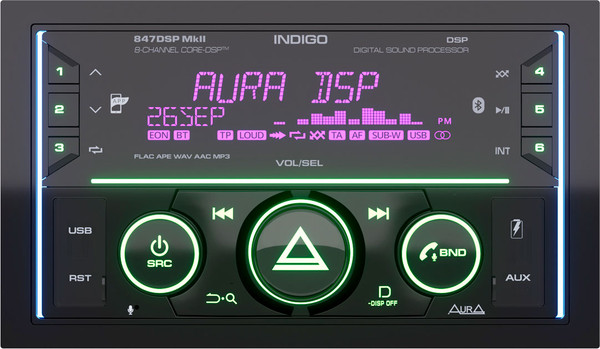 Бездисковая автомагнитола AURA Indigo 847DSP MkII - фото