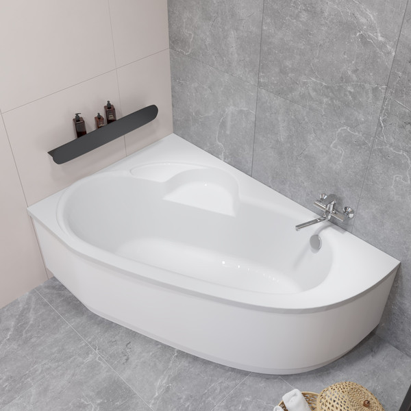 Ванна акриловая Lauter Valencia 150x100 / 2102150R (с ножками, лицевым экраном и сифоном 21Y32001 матовый черный)