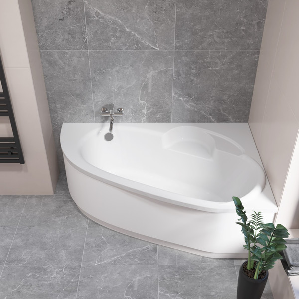 Ванна акриловая Lauter Valencia 150x100 / 2102150R (с ножками, лицевым экраном и сифоном 21Y32001 матовый черный)