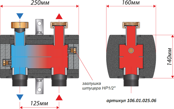 Гидрострелка HuchEnTEC ECO2 DN25 до 120кВт / 106.01.025.06
