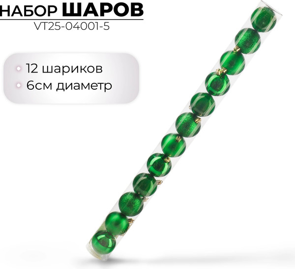 Набор шаров новогодних Ausini VT25-04001-5