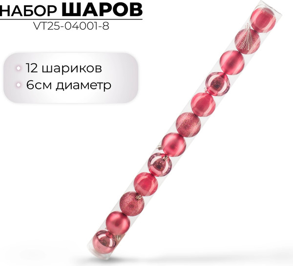 Набор шаров новогодних Ausini VT25-04001-8