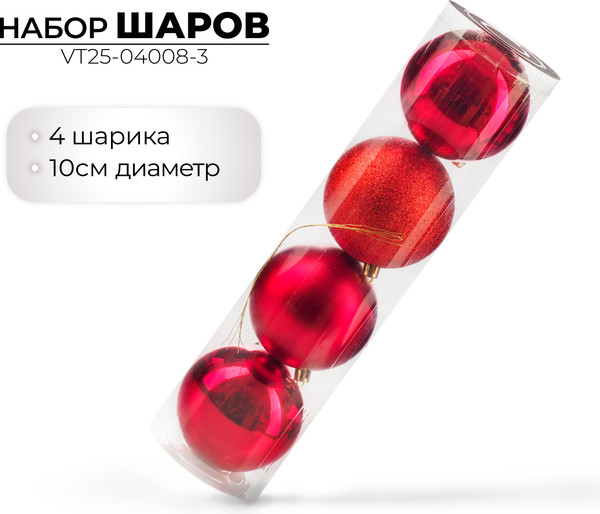 Набор шаров новогодних Ausini VT25-04008-3