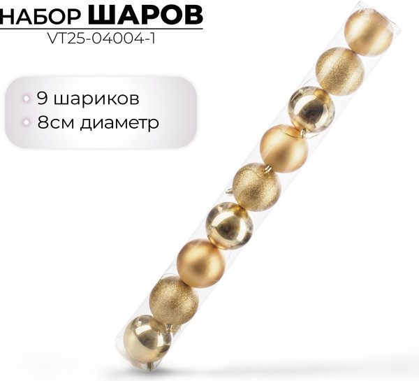 Набор шаров новогодних Ausini VT25-04004-1