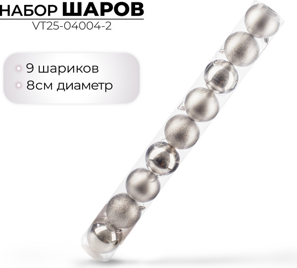 Набор шаров новогодних Ausini VT25-04004-2