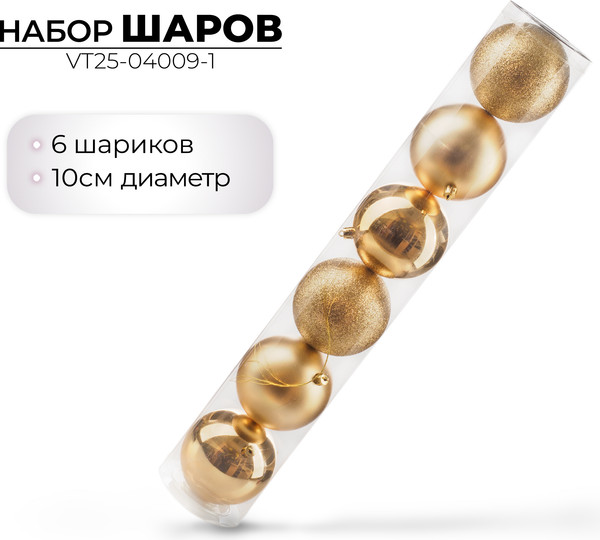 Набор шаров новогодних Ausini VT25-04009-1