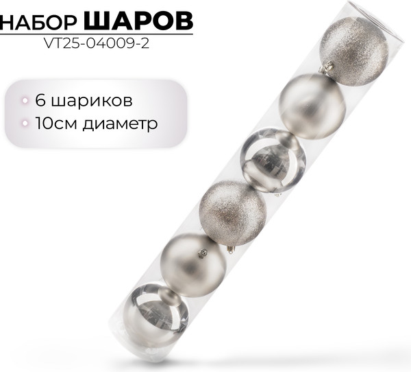 Набор шаров новогодних Ausini VT25-04009-2