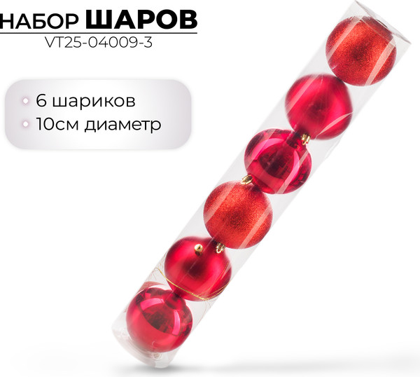 Набор шаров новогодних Ausini VT25-04009-3