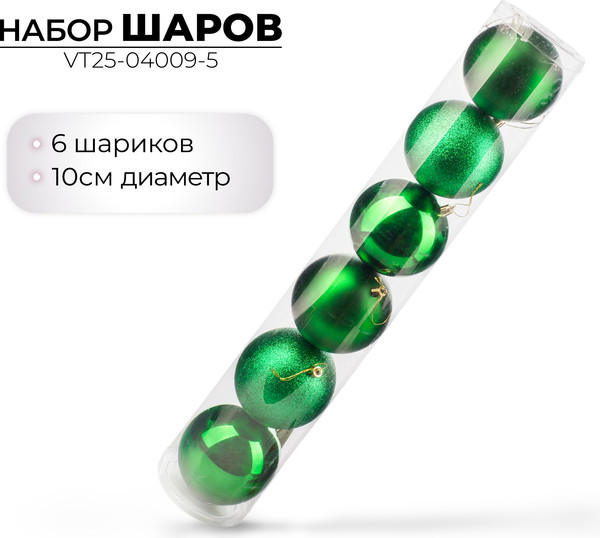 Набор шаров новогодних Ausini VT25-04009-5