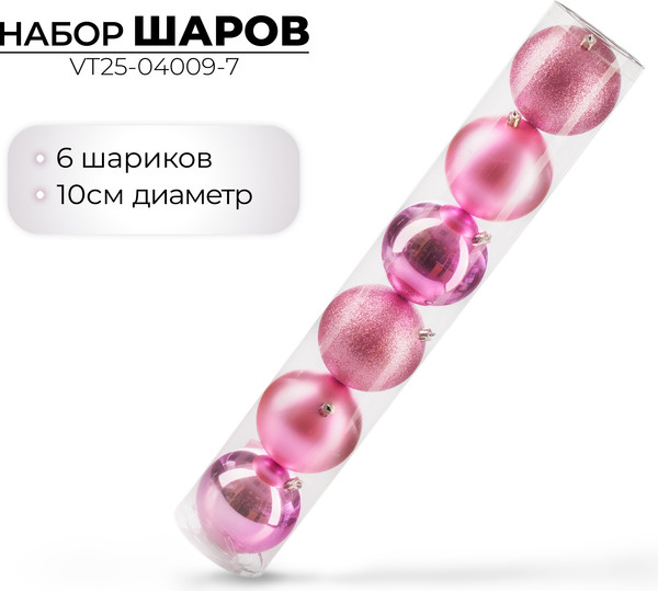 Набор шаров новогодних Ausini VT25-04009-7