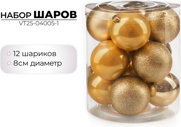 Набор шаров новогодних Ausini VT25-04005-1