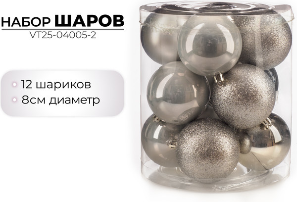 Набор шаров новогодних Ausini VT25-04005-2