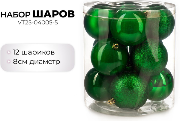 Набор шаров новогодних Ausini VT25-04005-5