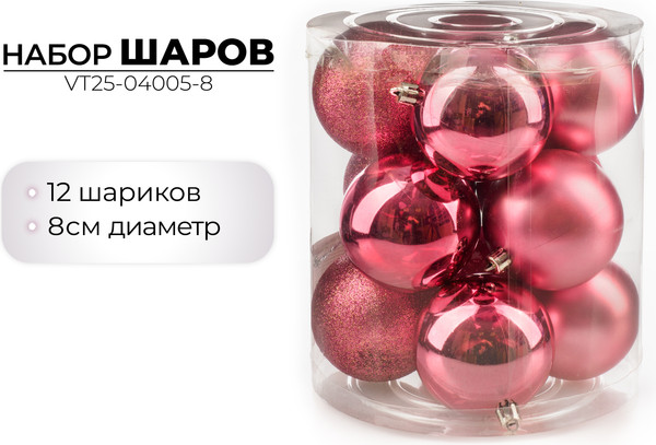 Набор шаров новогодних Ausini VT25-04005-8