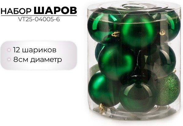 Набор шаров новогодних Ausini VT25-04005-6