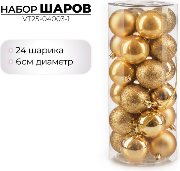 Набор шаров новогодних Ausini VT25-04003-1