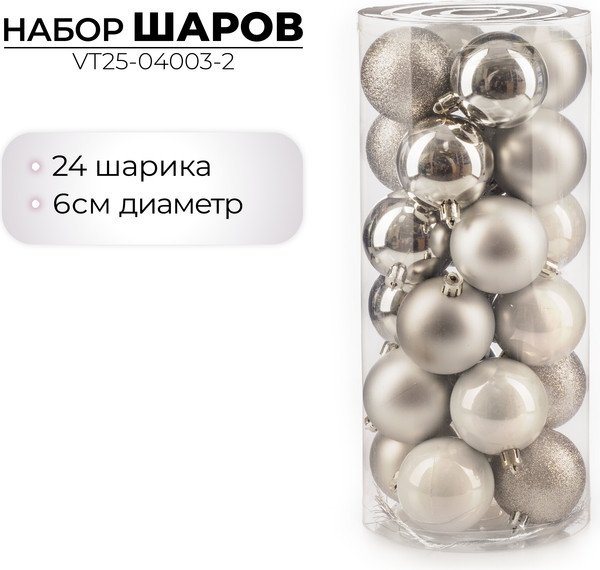 Набор шаров новогодних Ausini VT25-04003-2