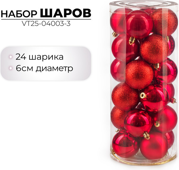 Набор шаров новогодних Ausini VT25-04003-3