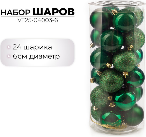 Набор шаров новогодних Ausini VT25-04003-6