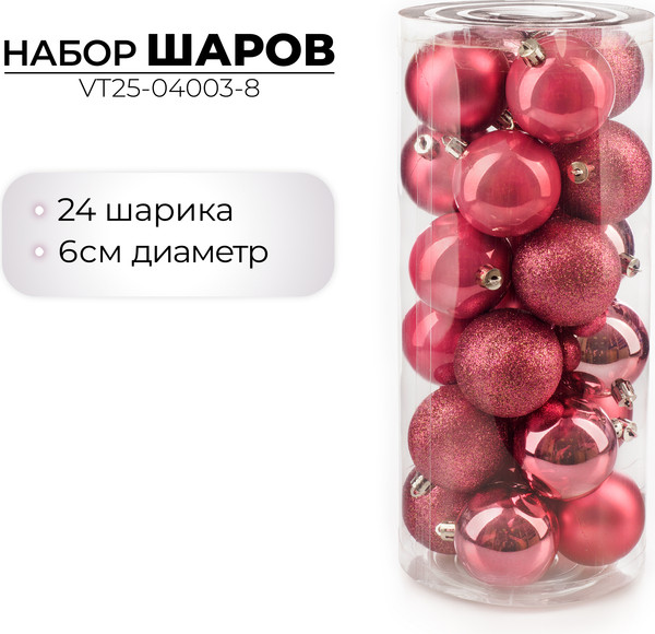 Набор шаров новогодних Ausini VT25-04003-8