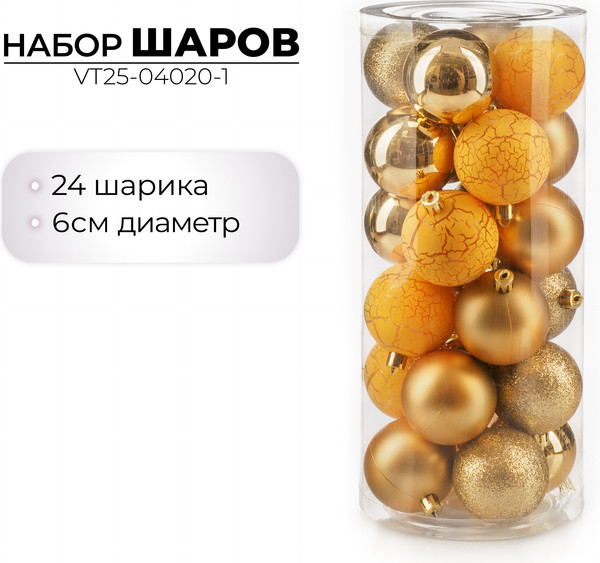 Набор шаров новогодних Ausini VT25-04020-1