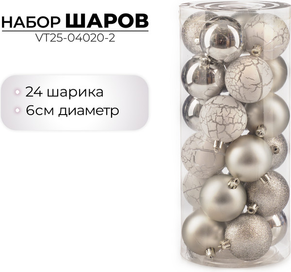 Набор шаров новогодних Ausini VT25-04020-2