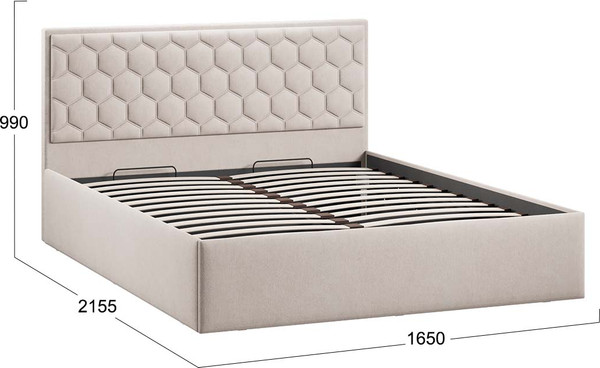 Двуспальная кровать ТриЯ Порто универсальная с ПМ 160x200