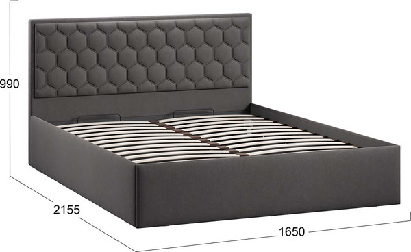 Двуспальная кровать ТриЯ Порто универсальная с ПМ и заглушиной 160x200