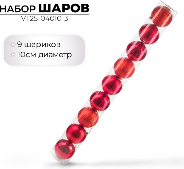 Набор шаров новогодних Ausini VT25-04010-3