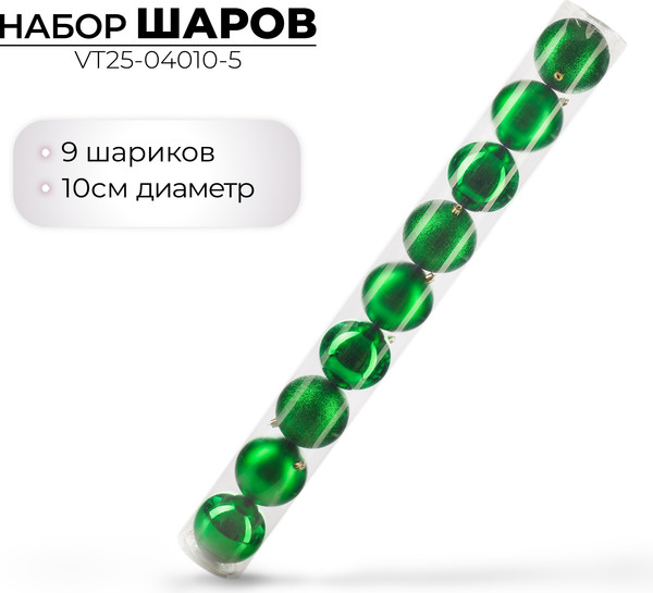 Набор шаров новогодних Ausini VT25-04010-5