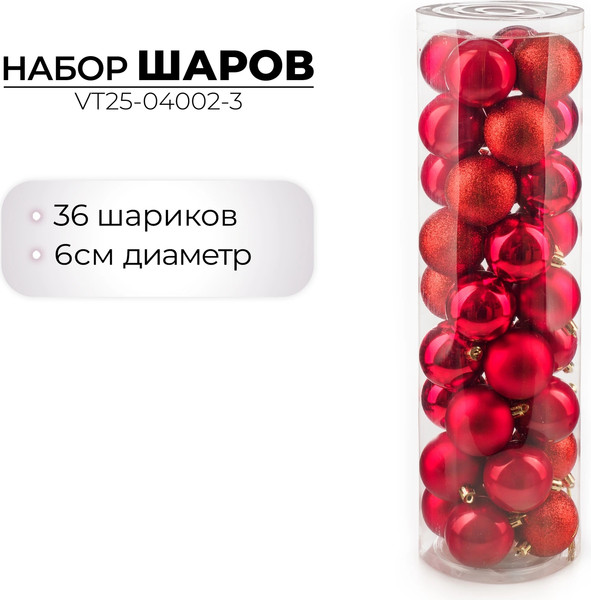 Набор шаров новогодних Ausini VT25-04002-3