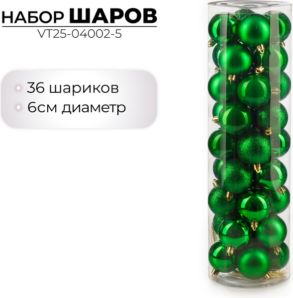 Набор шаров новогодних Ausini VT25-04002-5