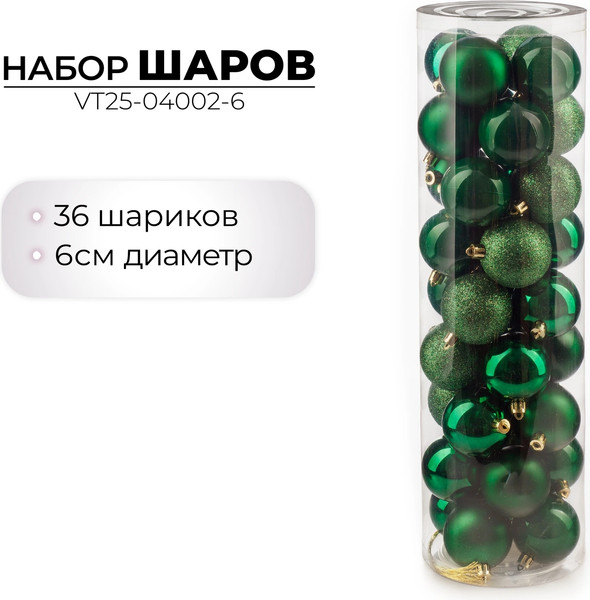 Набор шаров новогодних Ausini VT25-04002-6