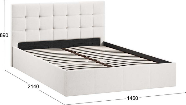 Двуспальная кровать ТриЯ Эмма с ПМ мягкой обивкой и заглушиной 140x200